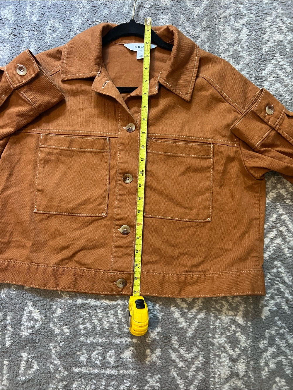Old Navy Rust Brown Cropped Button-Front Jean Jacket size M (A236) - Picture 10 of 10